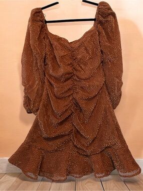 ASTR The Label Textured Dot Dress in Ginger